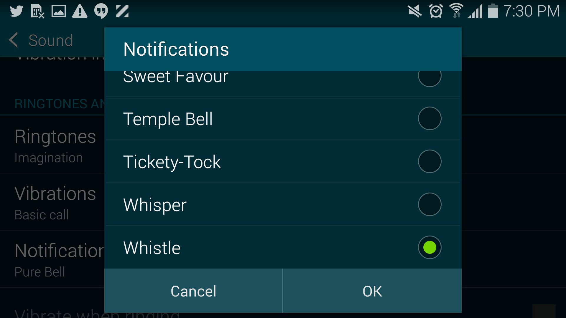 notification whistle samsung